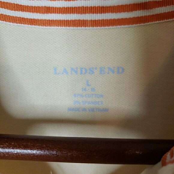 Lands End Womens Polo Shirt Orange Peach Ombre Casual Summer Top Golf Size Large - Picture 7 of 15